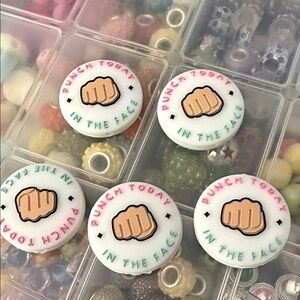 Silicone Beads 'Punch Today In The Face' Crafting Jewelry making Crafting